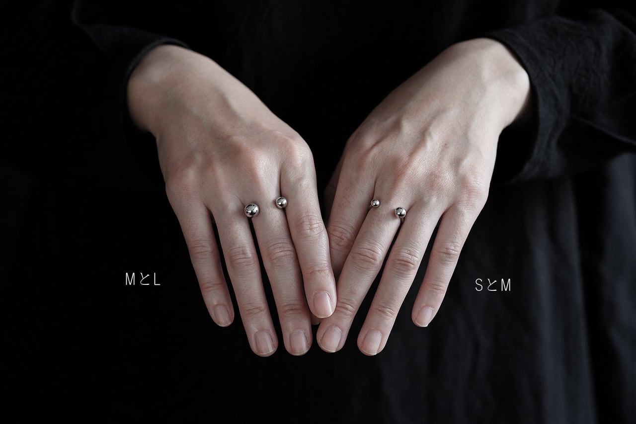 MとL 2つの玉の指輪 （silver） | SUNn・寸