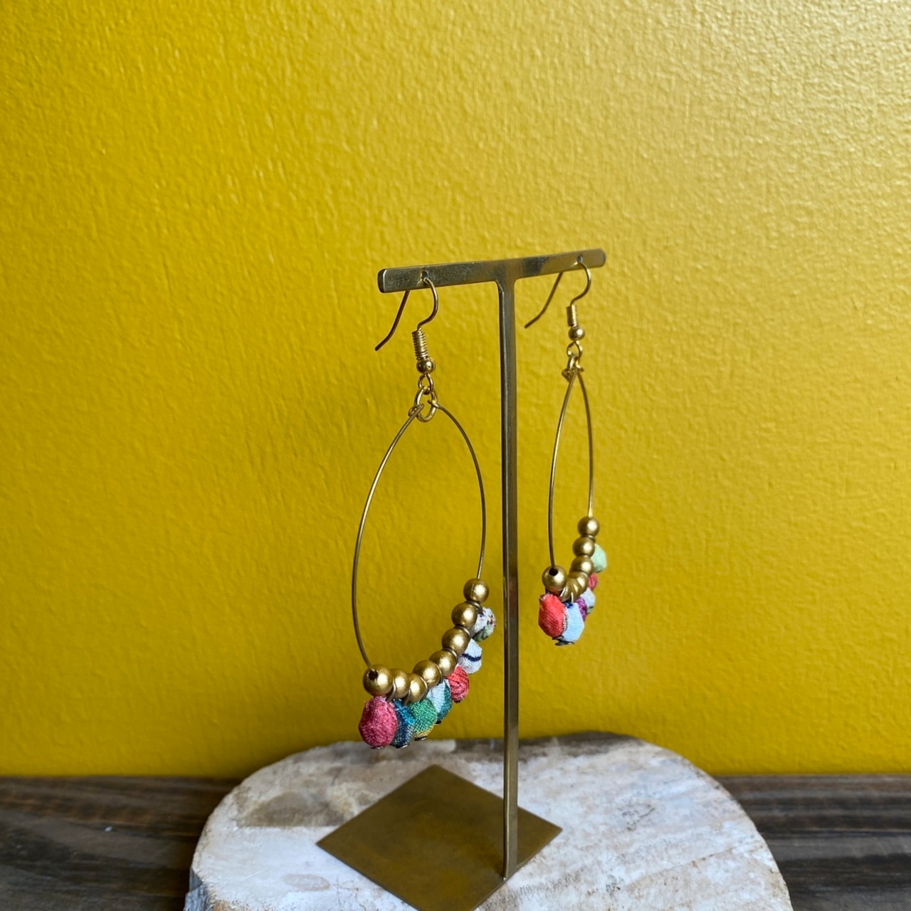 【MALAGUETA マラゲッタ】ファブリックパール リングピアス