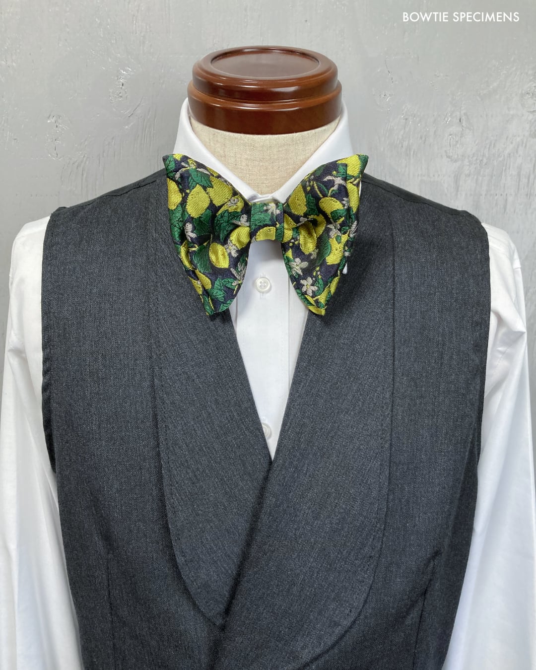 大きい 蝶ネクタイ ワイド・バタフライ (レモン/ジャガード) 作り結び