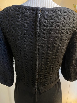 Vintage 60’s ballon sleeve knit top wool black dress