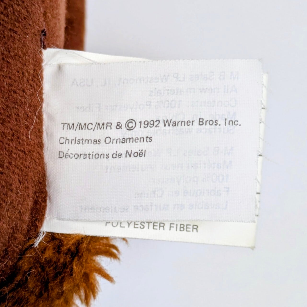 ☆VINTAGE 1992☆【 Looney Tunes ( ルーニーテューンズ )】1992 McDonald's Christmas Tasmanian Devil TAZ Stuffed Plush Looney Tunes タズマニアンデビル / マクドナルドクリスマスミールトイ / プラッシュ / ぬいぐるみ / オーナメント〚アメリカン雑貨 アメトイ〛
