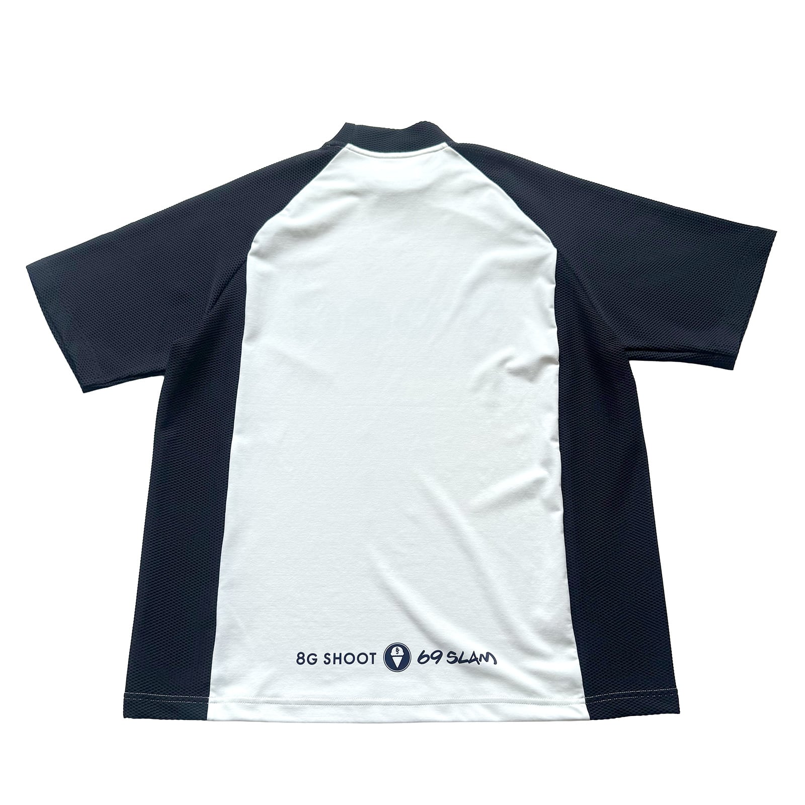 8G SHOOT × 69SLAM MESH SWITCHING MOCK NECK TEE -WHITE/NAVY- | 8G