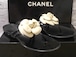 美品◆CHANEL シャネル カメリアデザイン CC ココマーク ラバー フラット サンダル 37 黒◆ 大きなカメリアがインパクト大の定番人気モデル