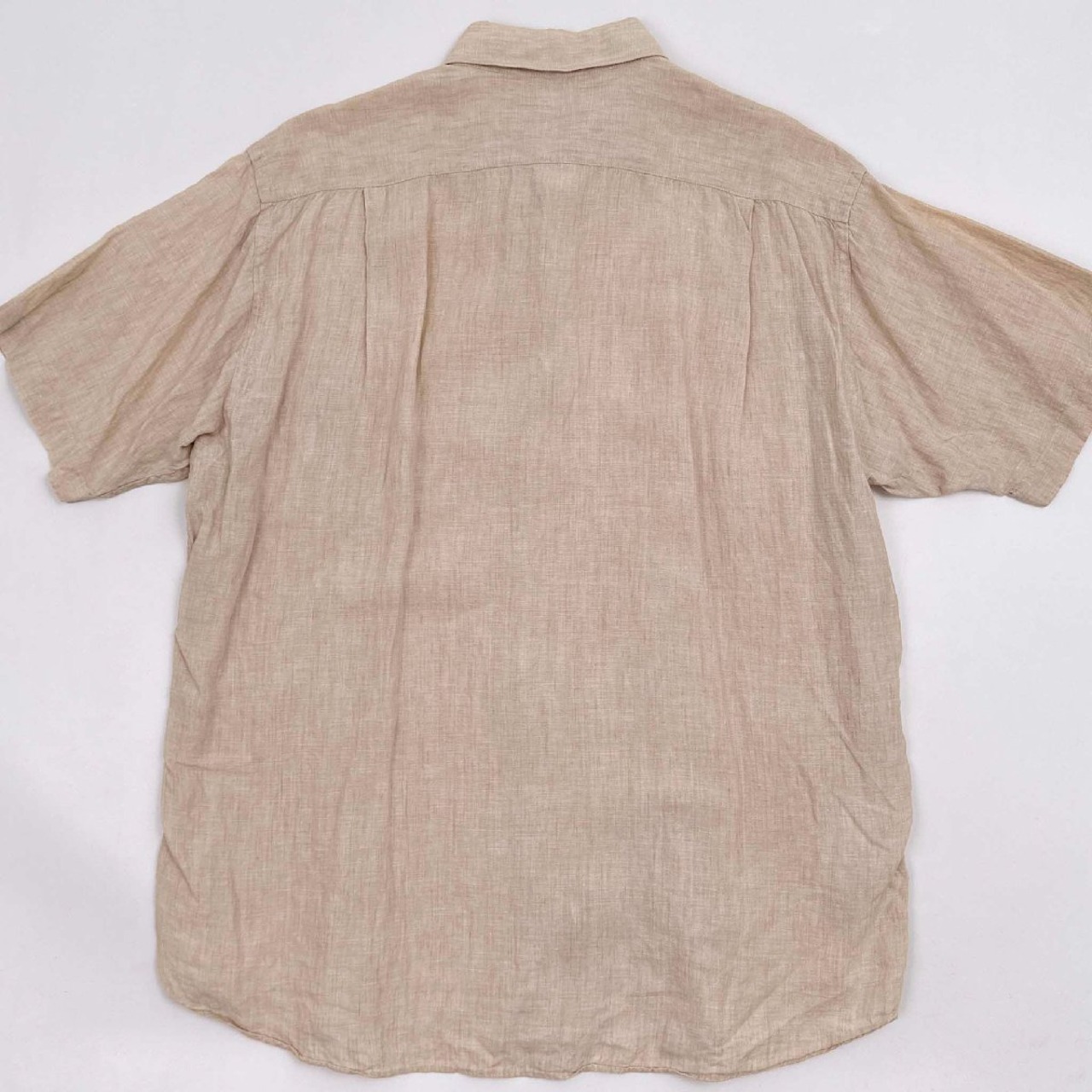 麻100%◆NAUTICA ノーティカ 半袖 リネン シャツ Lサイズ/メンズ/ベージュ/古着屋/オールド