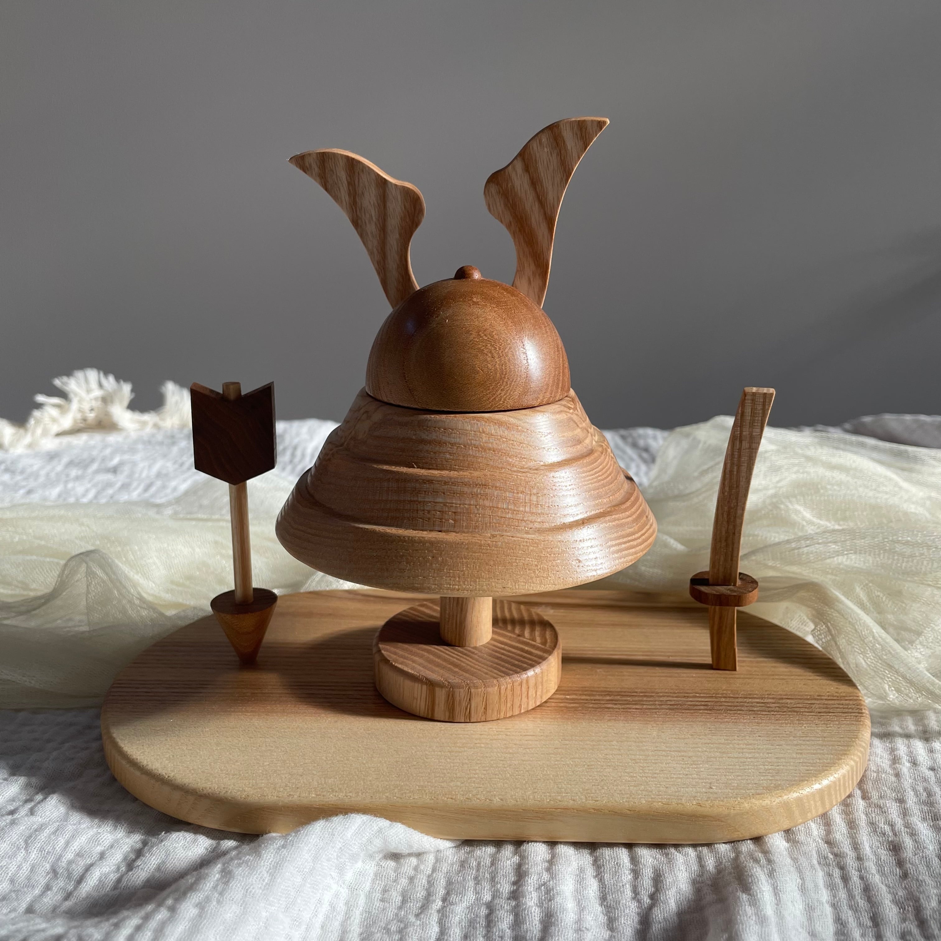木製 兜 / 【4月末発送】Wooden Kabuto お名前札 木製兜飾り 木製 兜 / 【4月末発送】Wooden Kabuto お名前札 木製兜飾り
