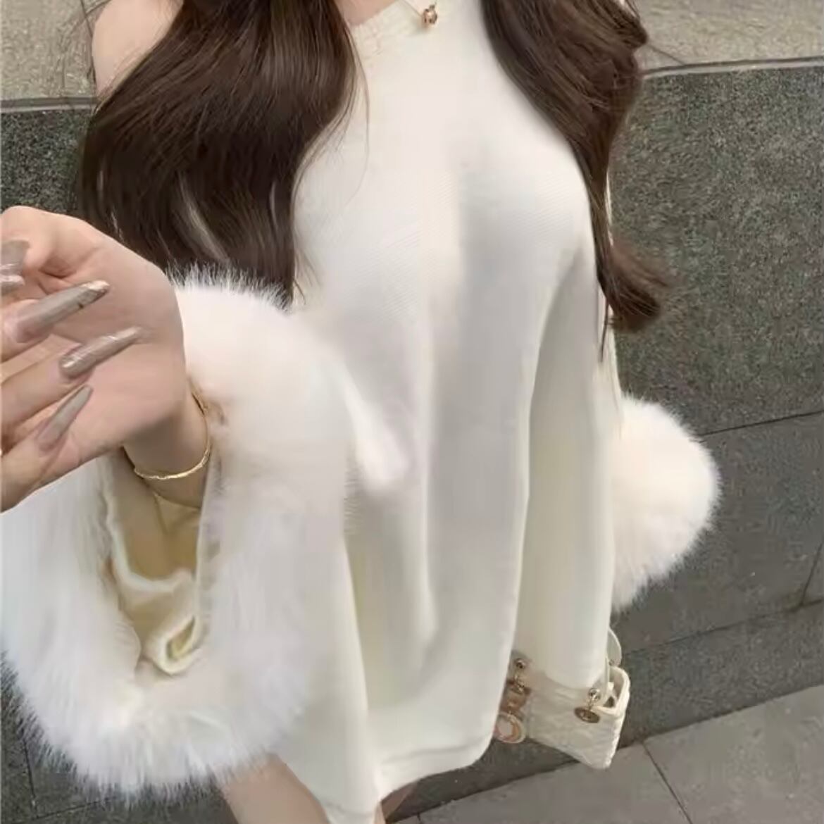 fur sleeve relax knit