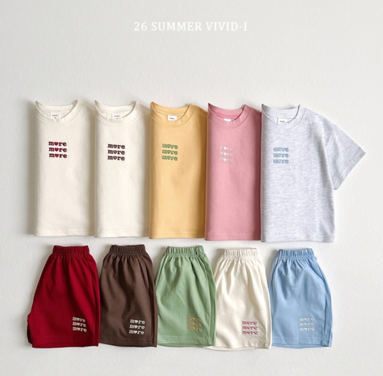 【取寄/韓国直送】VIVID-I 26/SM  モア刺繍バイカラー上下セット｜夏服｜韓国子供服