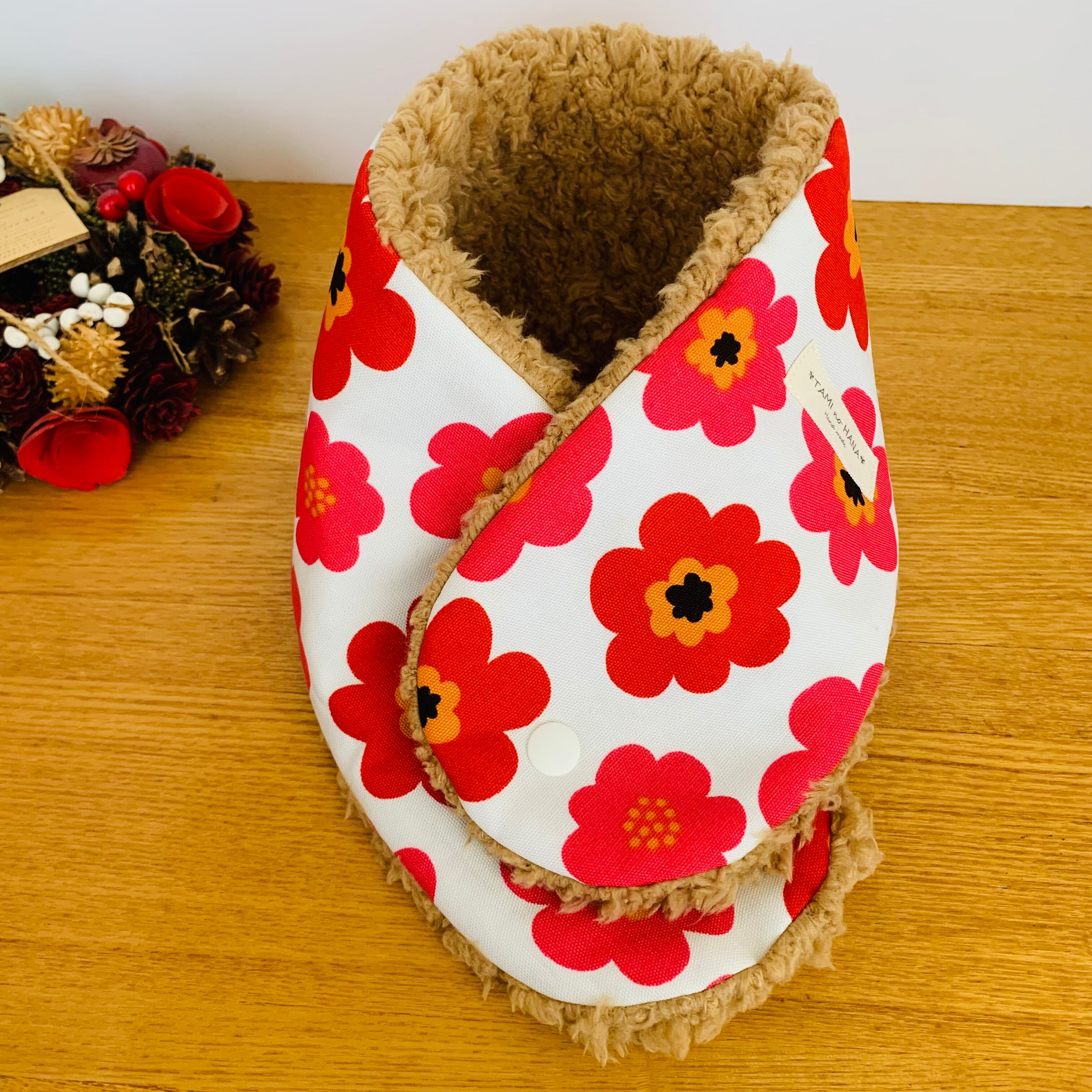 『happy flower red』モフモフマフラー/long