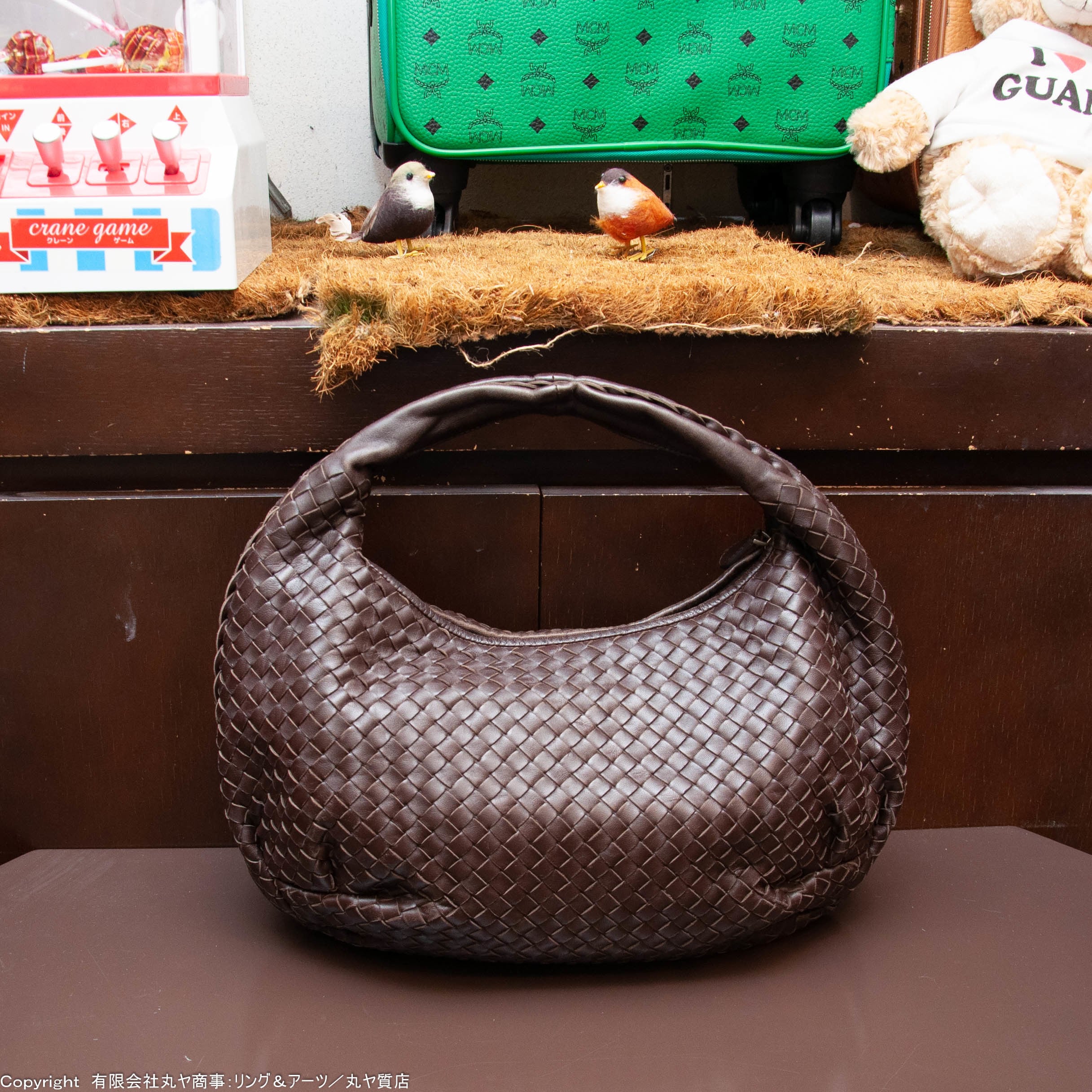 ボッテガヴェネタ BOTTEGA VENETA ホーボー 232499 イントレチャート ミラー付き 肩掛け ショルダーバッグ レザー ブルー