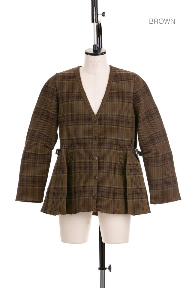 tartan pleated cardigan