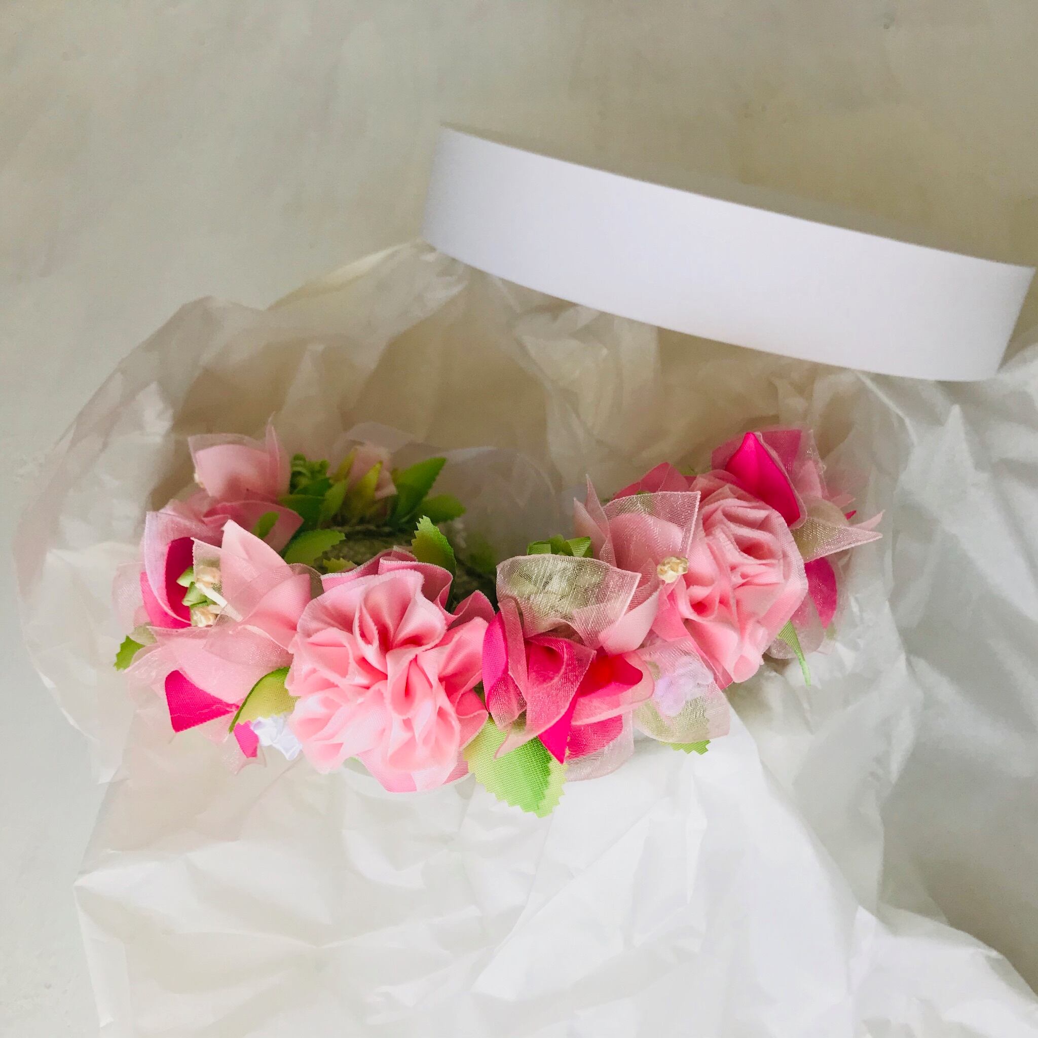 スウィートピンクローズ の首飾り✿ブライダルリボンレイ | pualipine