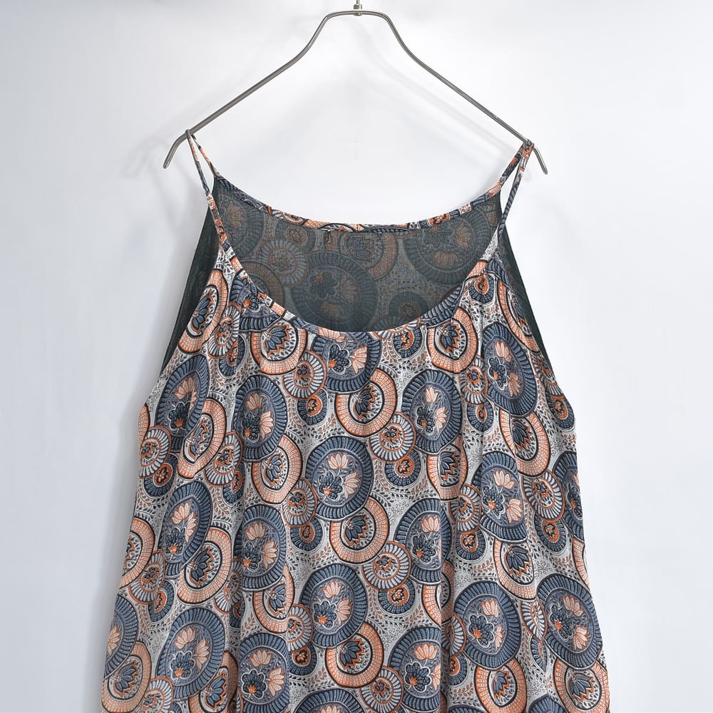 Used Batik pattern コットンガーゼ エスニック バティック柄 総柄 キャミソールワンピース マルチカラー USED ヴィンテージ ビンテージ 古着 レディース XLサイズ相当