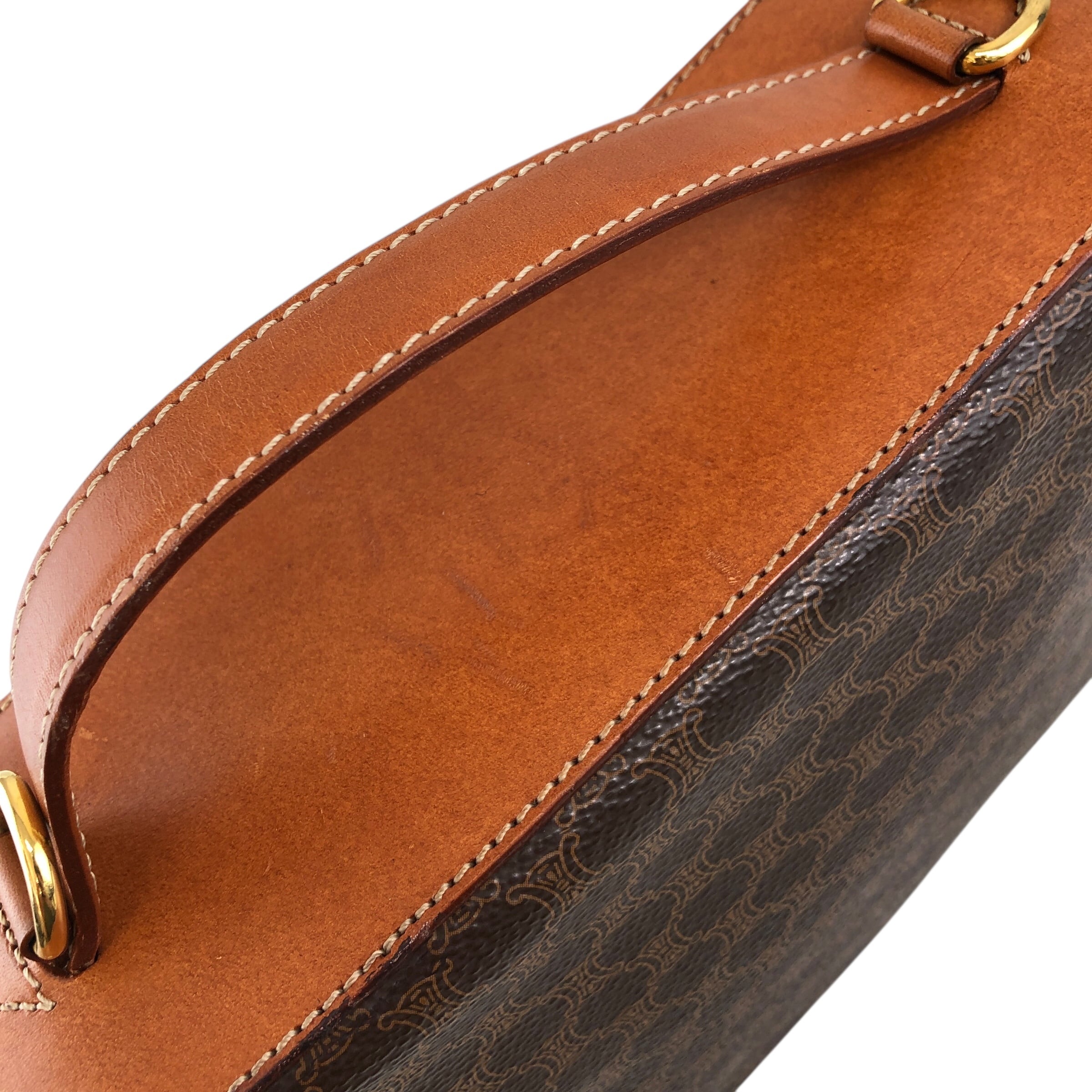 CELINE セリーヌ マカダム ショルダーバッグ ブラウン ブラゾン型押し