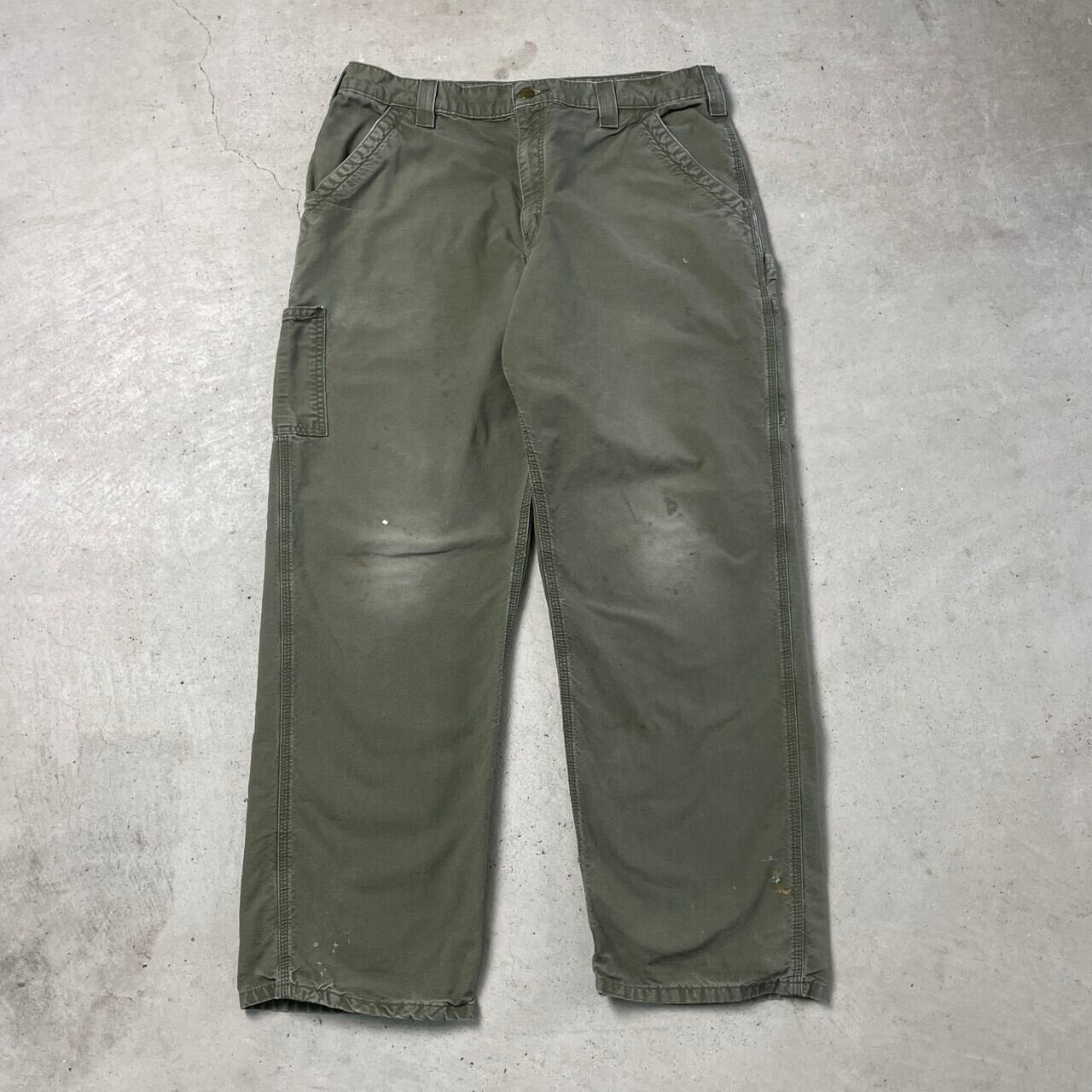 USA製カーハートダック地ペインターパンツワークパンツw38ブラウンカーキ古着 Carhartt カーハート ダック生地 リラックスフィット ペインター