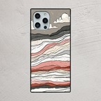 受注生産 iPhoneケース 赤グレーの横流れ抽象アート｜地層柄 PABS048A