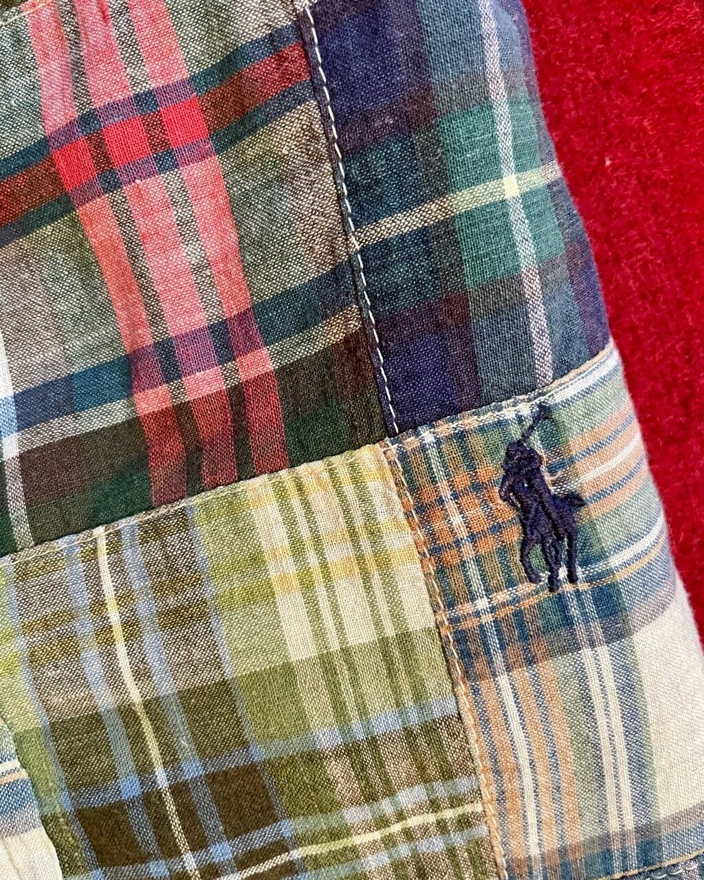 90年代 Polo Ralph Lauren マドラスパッチワーク BDシャツ サイズM