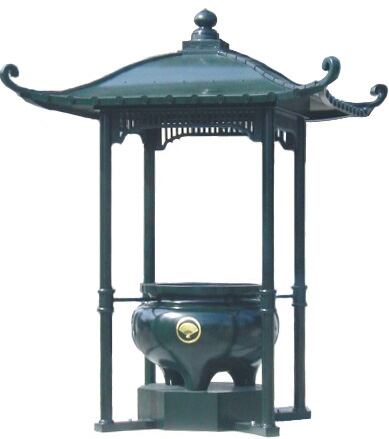 屋根付香炉 柱垂直建 3尺5寸