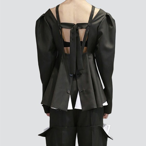 Back open peplum top A00140