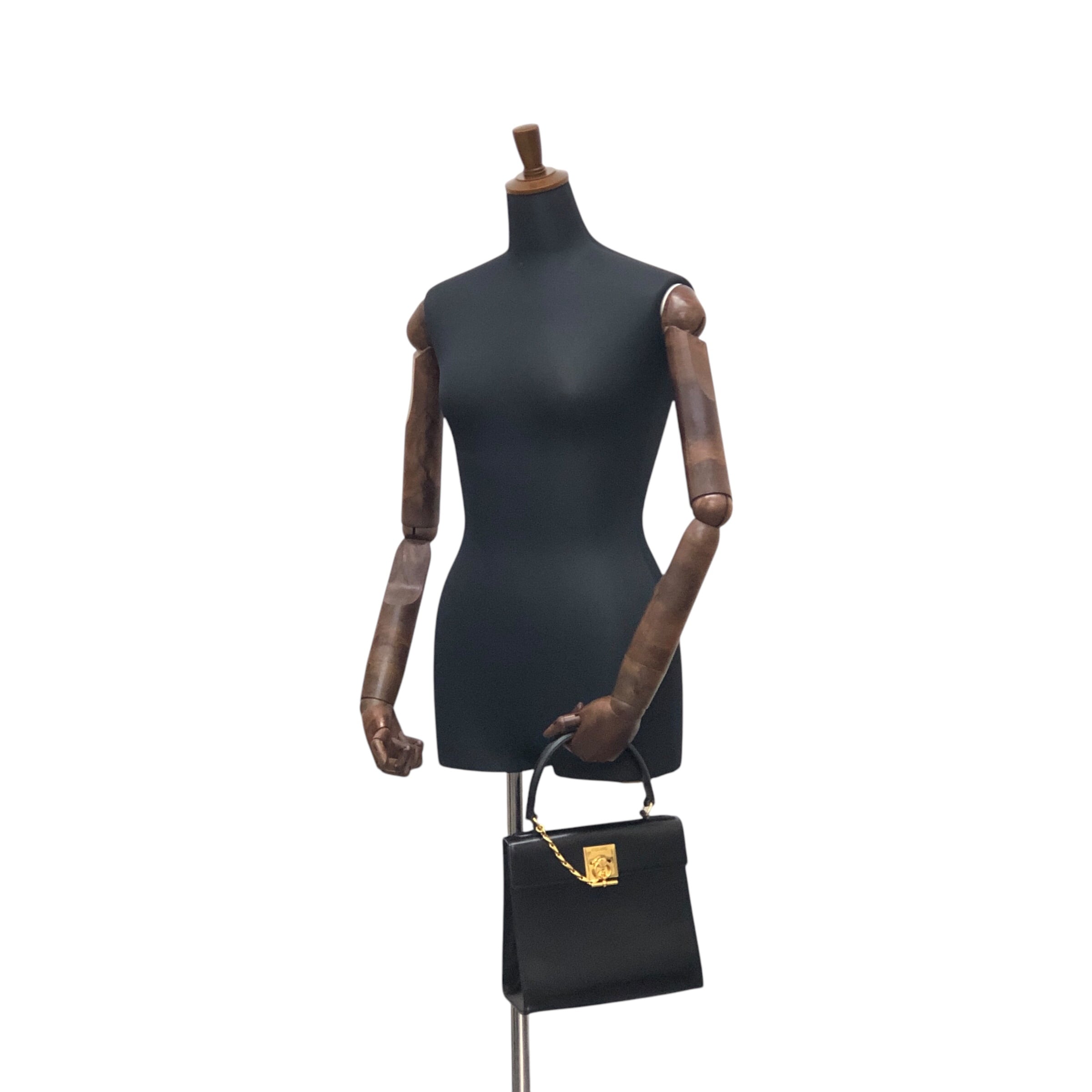 CELINE セリーヌ ハンドバッグ ブラック ガンチーニ チェーン レザー
