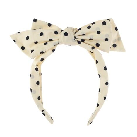 H2514I:Polka Dot Double Bow Headband-IVORY