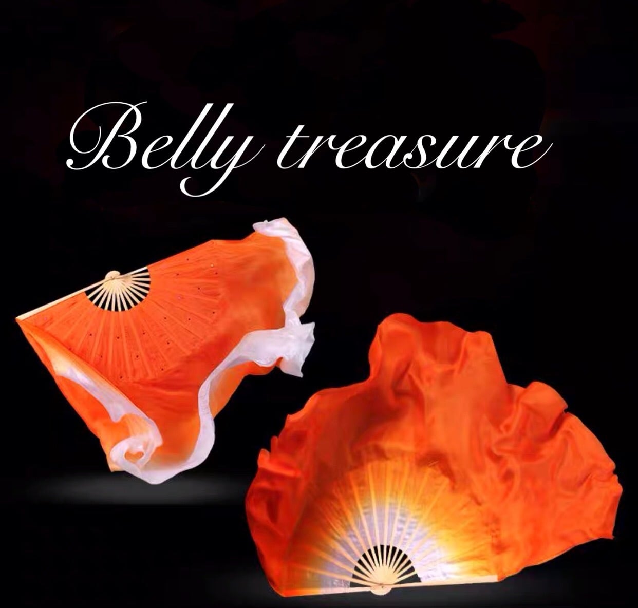 右手用シルクファンベール 10〜50cm オレンジ/ホワイトQWXJ 202103