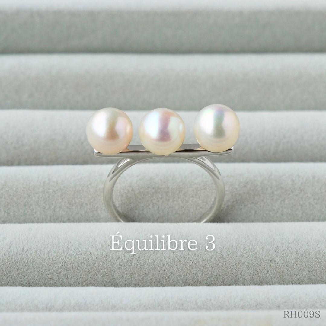 受注生産】RH009S Équilibre 3 シルバー 3連パールリング SILVER925