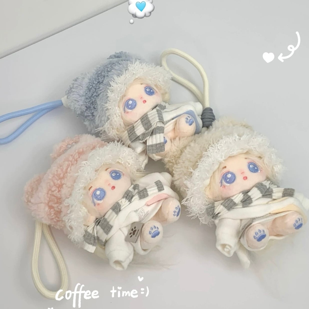 10cmぬい服】もけもけキャップのあったかコーデ 着せ替えぬいぐるみ用