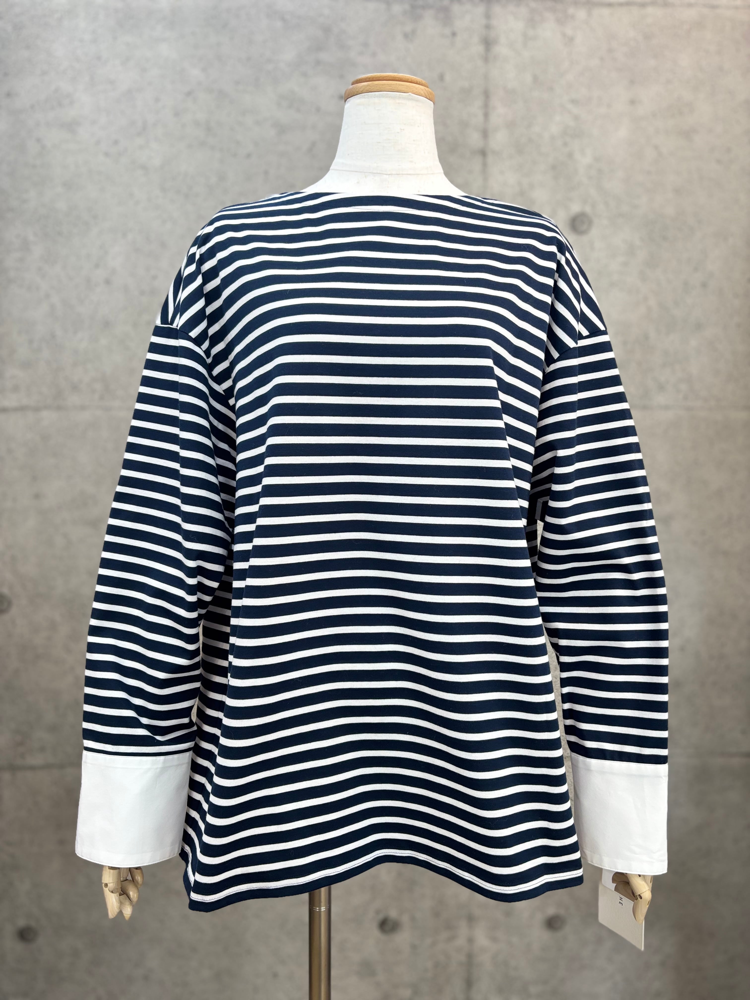 送料無料】CLOCHE(クロッシェ) 袖カフスボーダープルオーバ カットソー