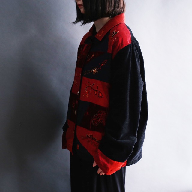 multi fabric switching design l/s jacket