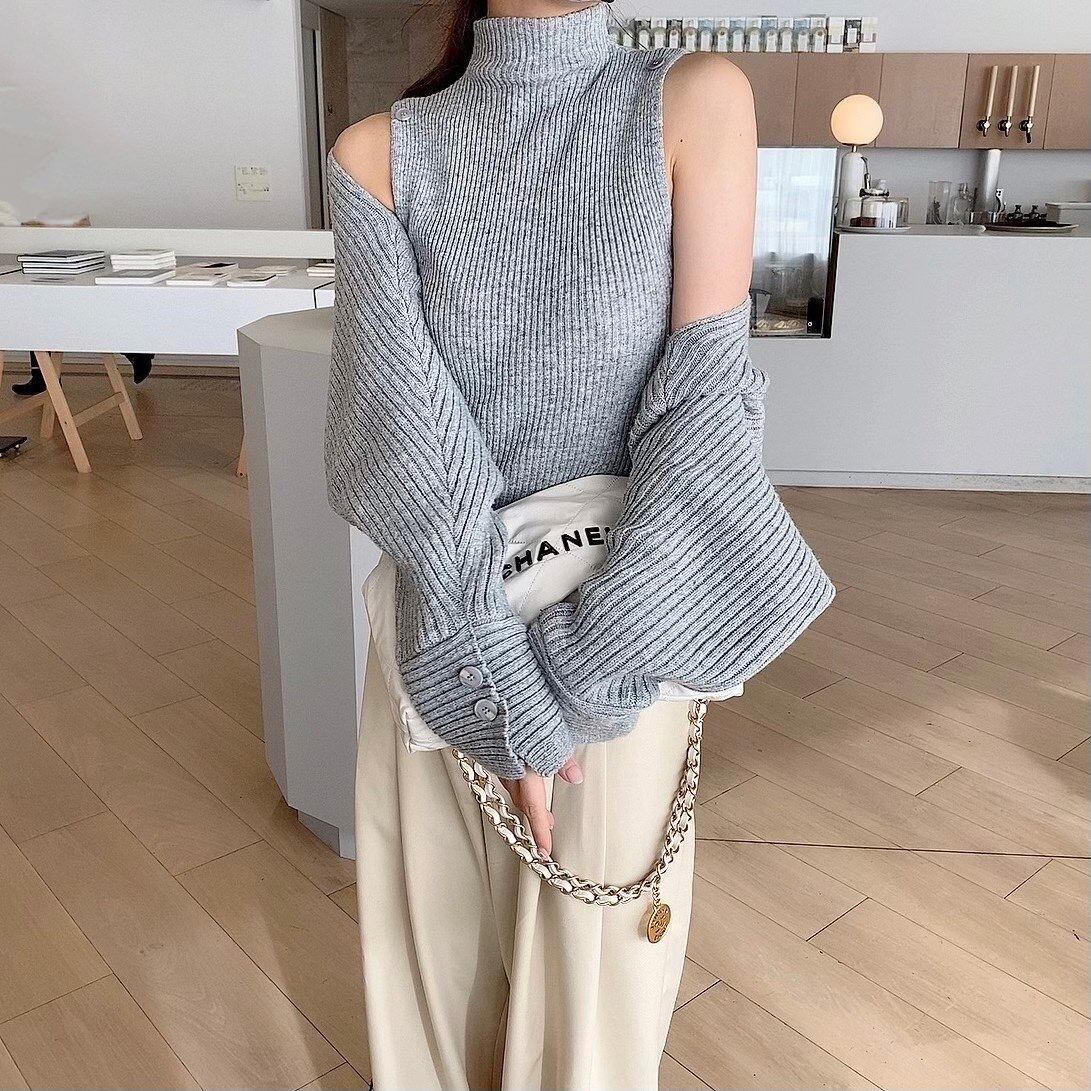 Combi bolero knit /Light grey(10月中旬〜下旬頃発送予定)