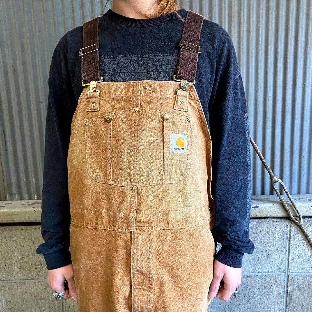 Carhartt カーハート ダック地 オーバーオール ダブルニー メンズＷ42 古着 ブラウン キャメル 茶色【オーバーオール】 | cave  古着屋【公式】古着通販サイト