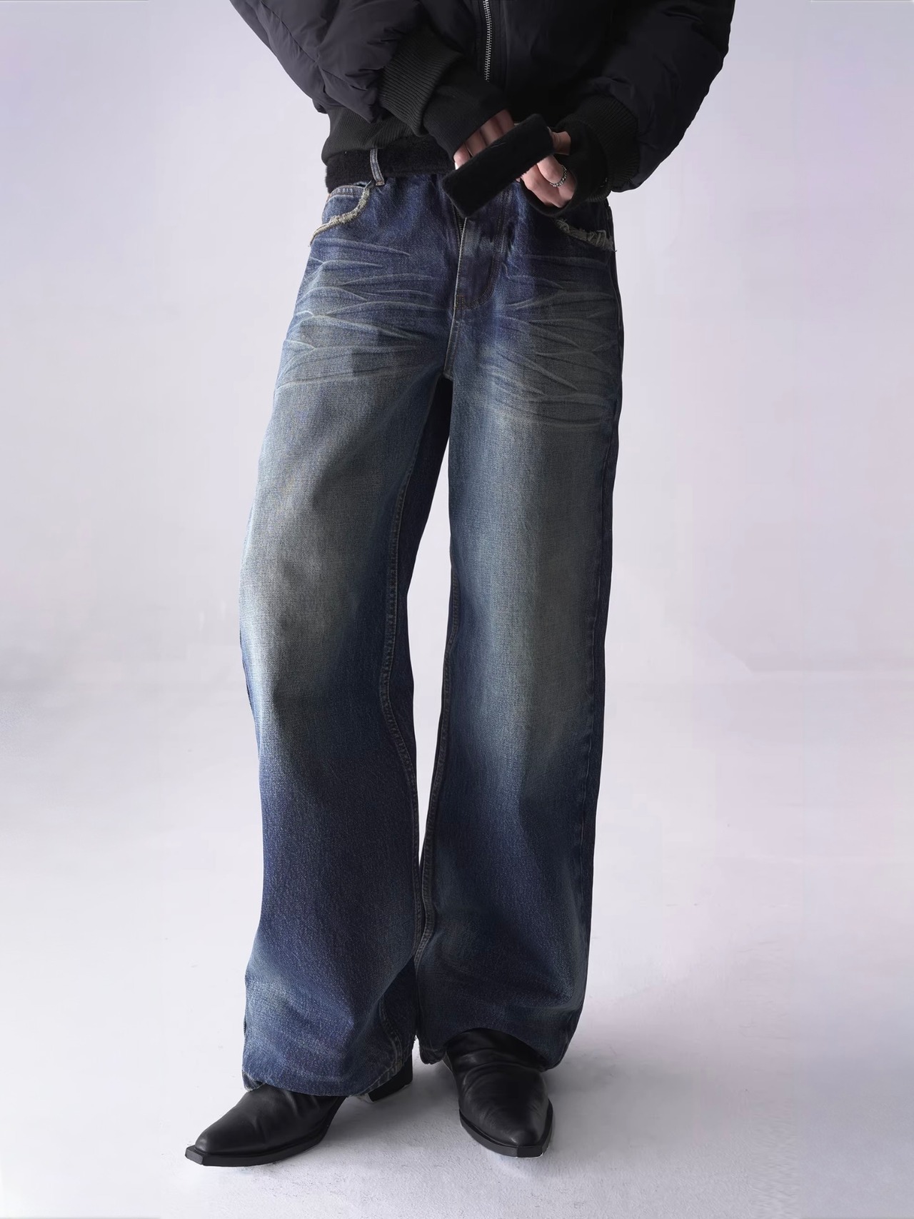 SOUTHFISH Vintage Washed Wide Jeans