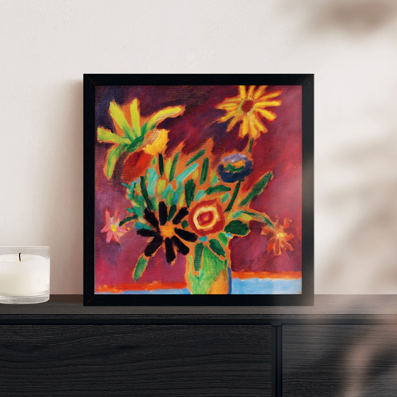 [額縁付き] カラフルな花 アレクセイ・フォン・ヤウレンスキー アートポスター 323×323mm 額装 天然木 ポスターフレーム 木製 絵画 日本製 お洒落 APFS013 - 1