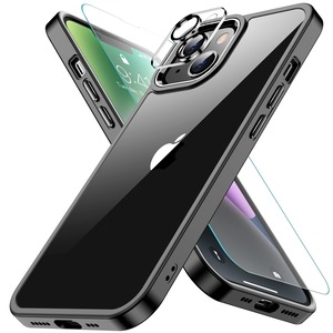 【努力特価】iPhone14 ケース ブラック カメラレンズ保護付き 耐衝撃 黄ばみ防止 アイフォン14ケース 米軍MIL規格 耐久性 SGS認証 アイホン14 スマホケース ワイヤレス充電対応 あいふぉん14 カバー 6.1インチ