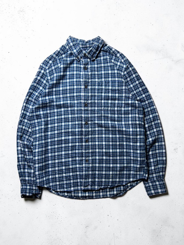 ［90s］Wool Rich Check Cotton Flannel Button-Up Long Sleeve Shirt