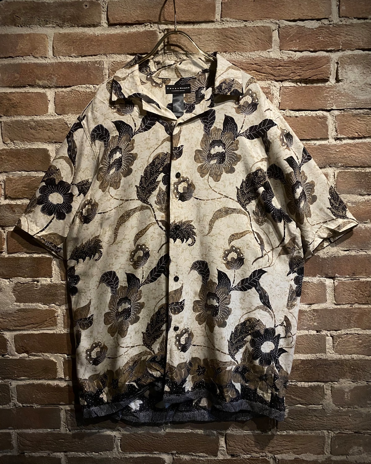 【Caka act3】Beautiful Flower Pattern Vintage Loose S/S Rayon Shirt ...
