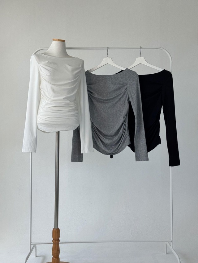 Asymmetry Gathered Long Sleeve Top