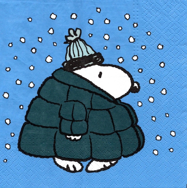 【SNOOPY】バラ売り1枚 ランチサイズ ペーパーナプキン SNOOPY DOWN JACKET ブルー