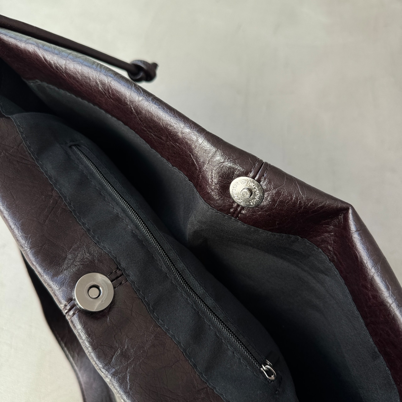 Grained eco leather 2way bag/bordeaux brown