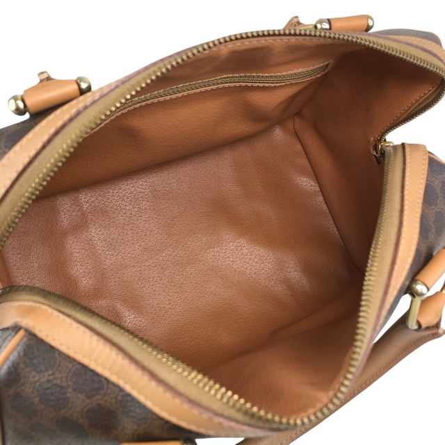 CELINE セリーヌ マカダム ハンドバッグ ブラウン PVC レザー ボストン  vintage ヴィンテージ オールド 2iu55c