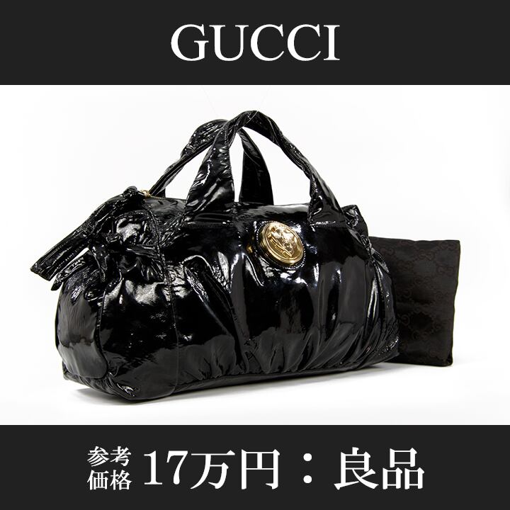 【本物・送料無料・良品】GUCCI・グッチ・ハンドバッグ(ヒステリア・人気・ロゴ・レア・珍しい・黒・ブラック・鞄・バック・L038)