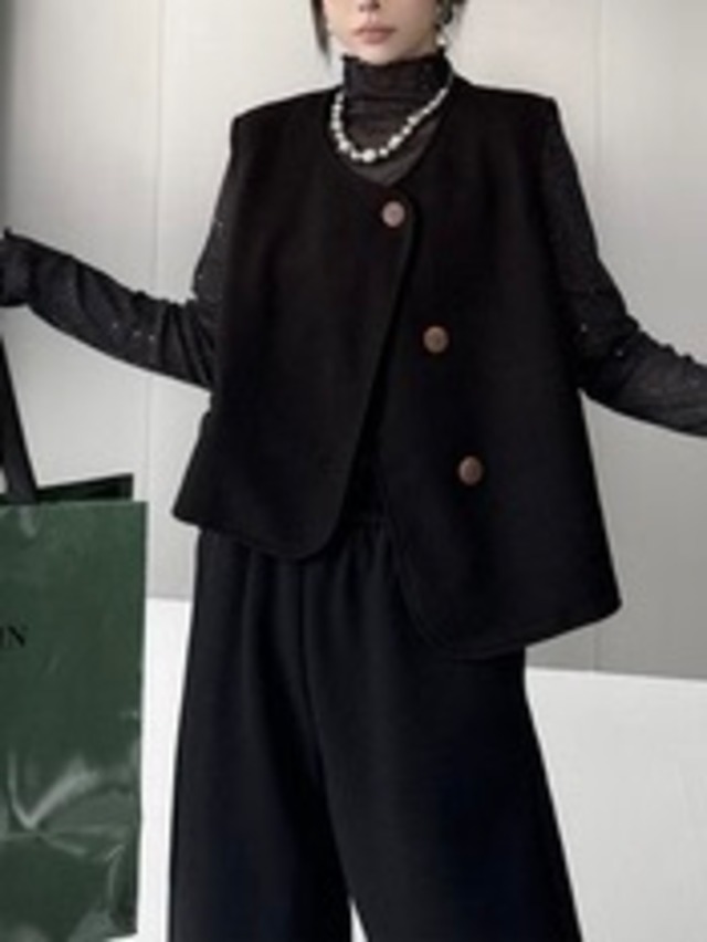 Niche design wool short vest [T2570]