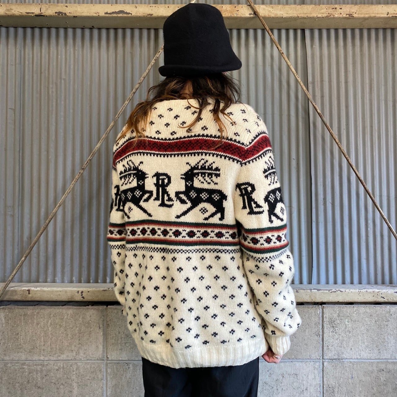 ポロバイラルフローレン ノルディック柄 ウールニットセーター メンズ