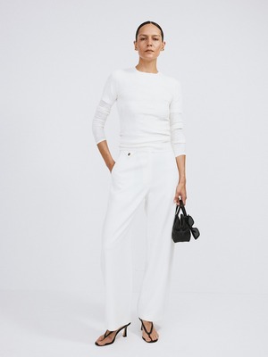 [RECTO][WOMEN] LACE JACQUARD LONG SLEEVE KNIT TOP (BEAN IVORY) 正規品 韓国ブランド 韓国通販 韓国代行 韓国ファッション レクト 日本 店舗