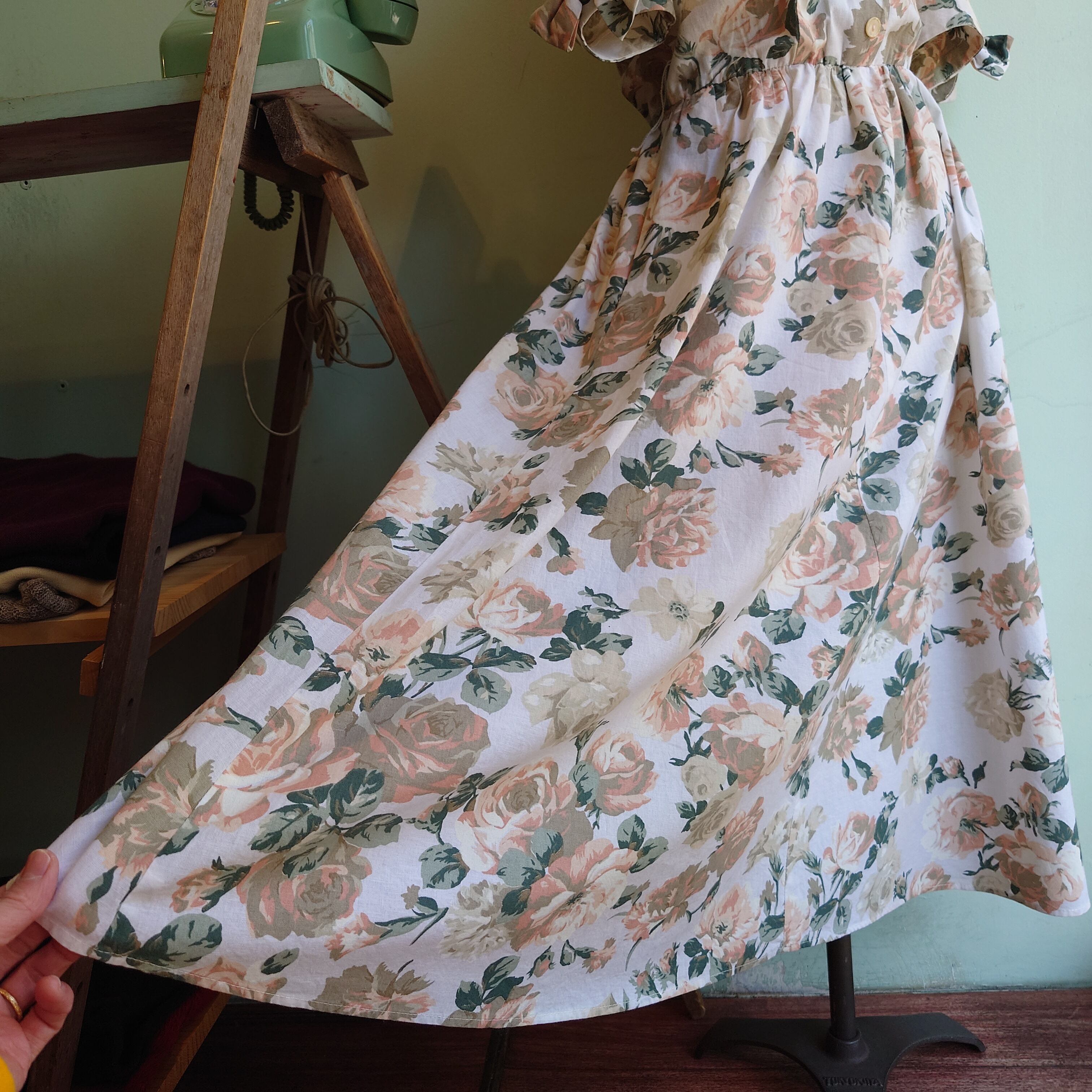 S.L. Fashions 80s vintage 花柄 ヴィンテージドレス パフスリーブ