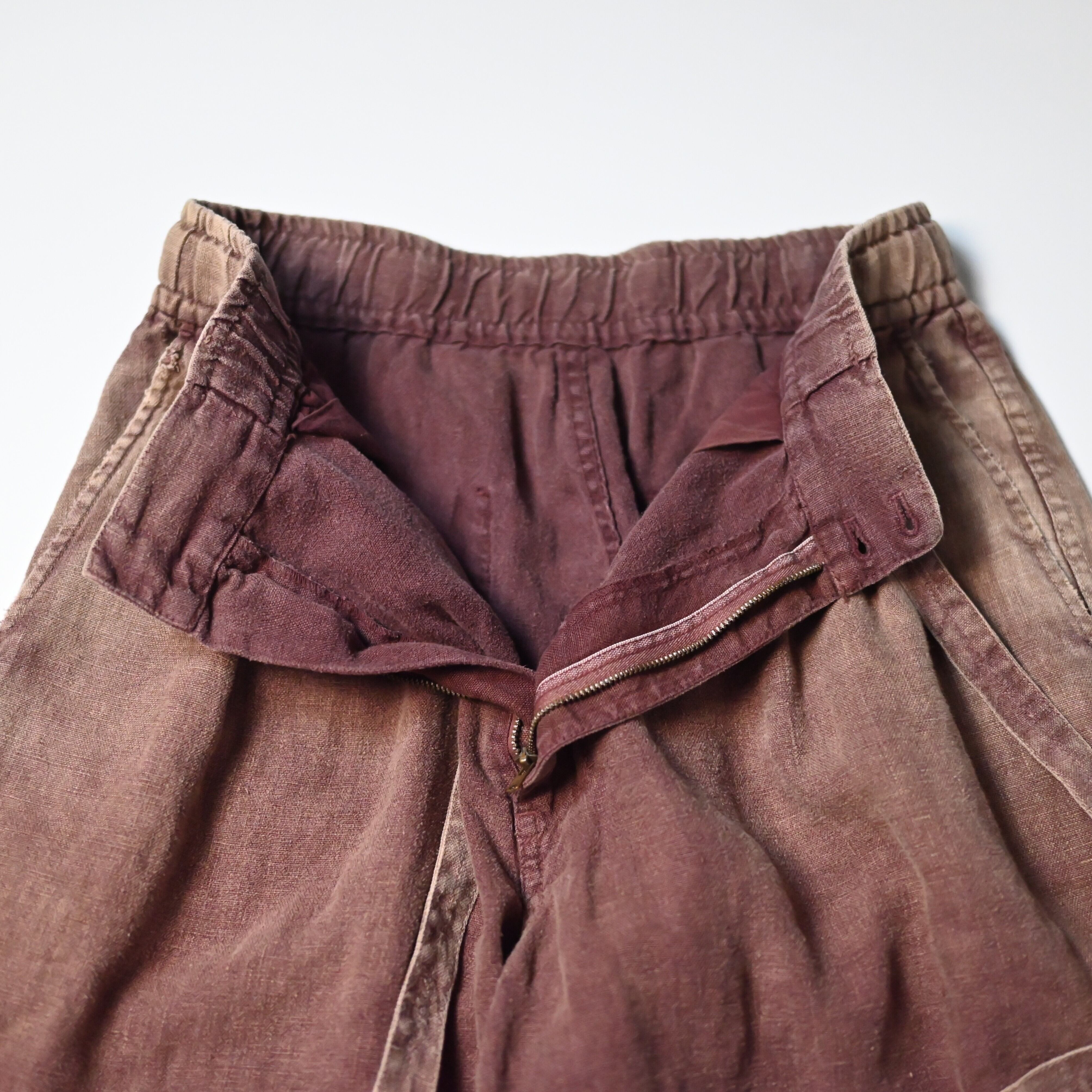 ANACHRONORM / FADED SULFUR DYED LINEN WIDE EASY PANTS | GANKO