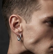CROSS THIN HOOP with OVAL / クロスシンフープピアス ウィズ オーバル