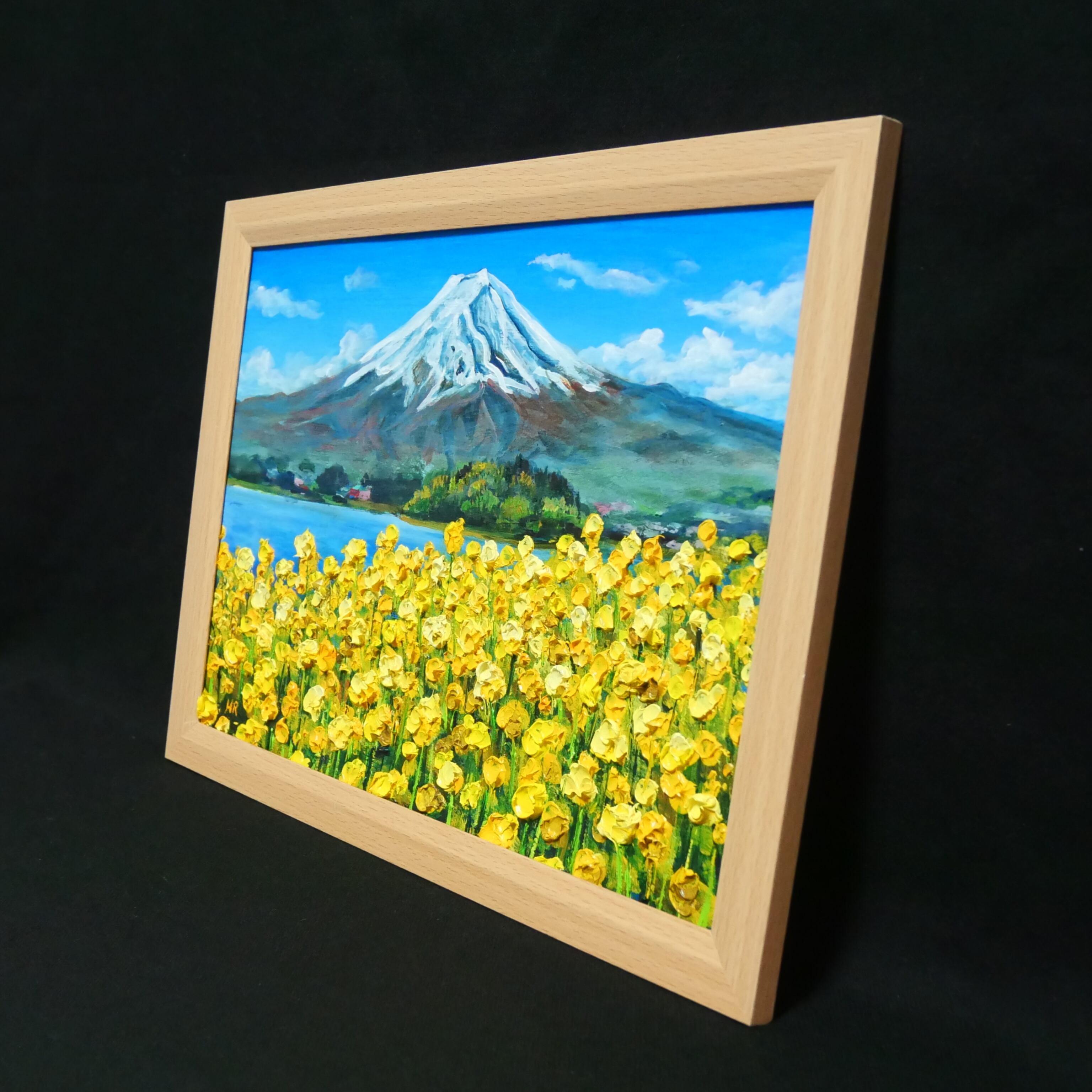 油絵 絵画 富士山【春の息吹と、悠久の富士】油彩画 原画 風景 癒やし