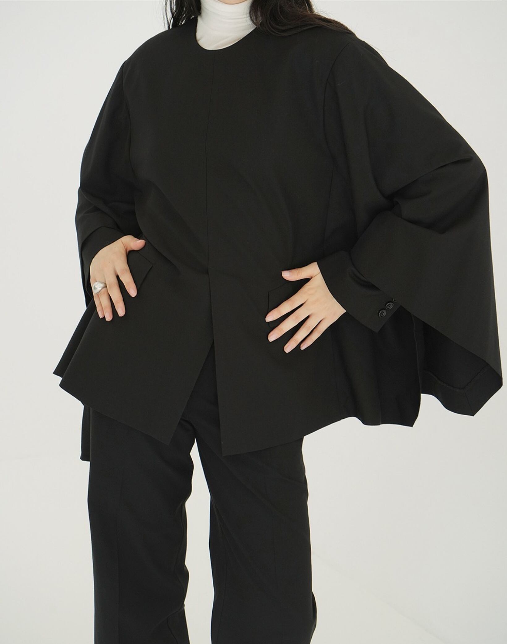 CLANE JACKET DETAIL CAPE TOPS | FLICKA ASHIYA