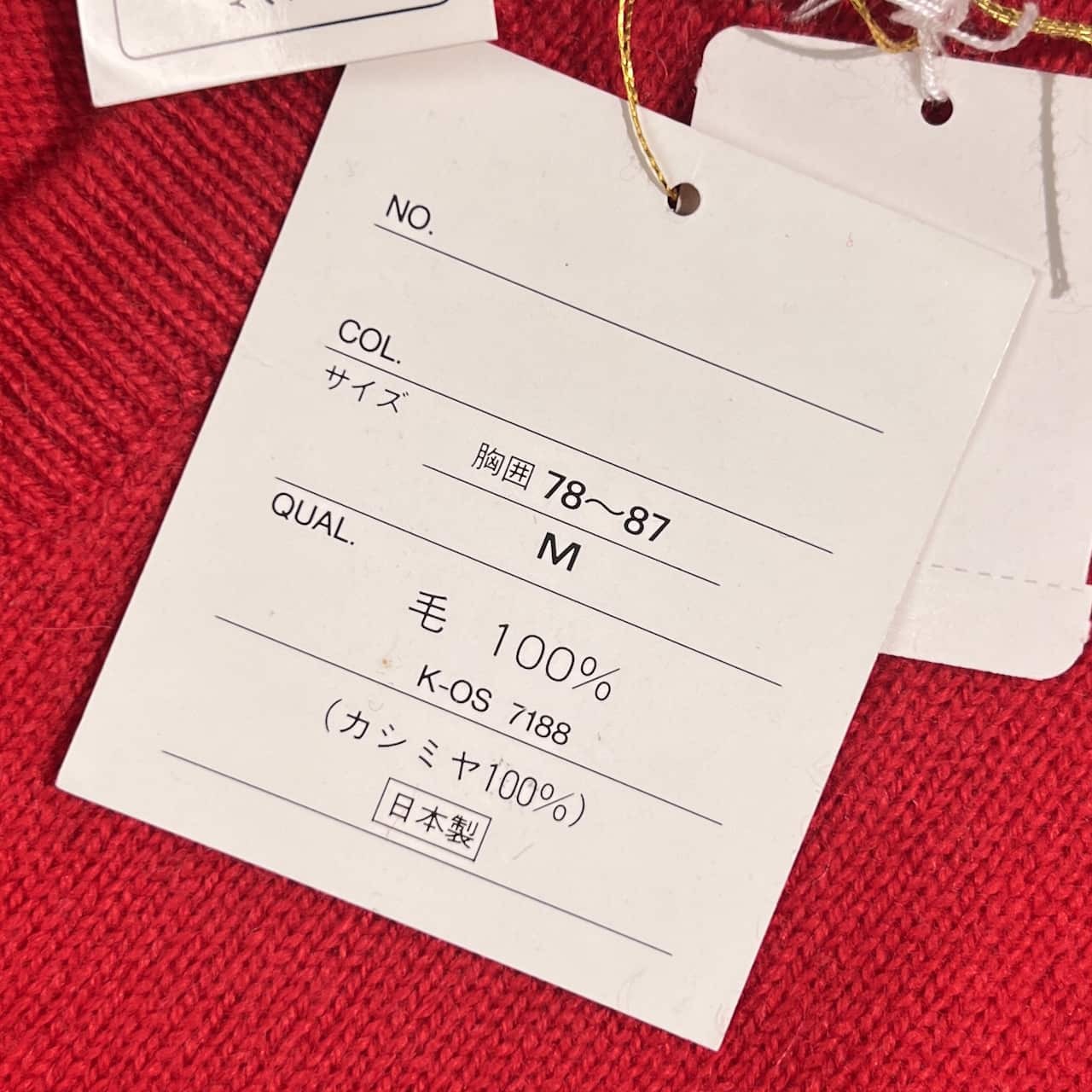 新品 タグ付き カシミヤ100% Cashmere カシミヤ Vネック ニット セーター M /レッド系 メンズ